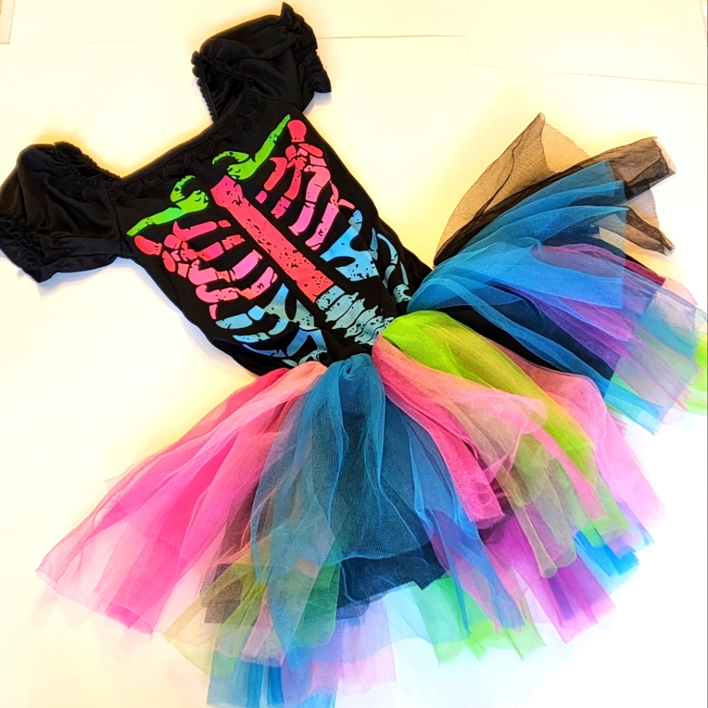 Skeleton TuTu Costume Girls Size Small "Funky Punky Bones" by Era Spooky